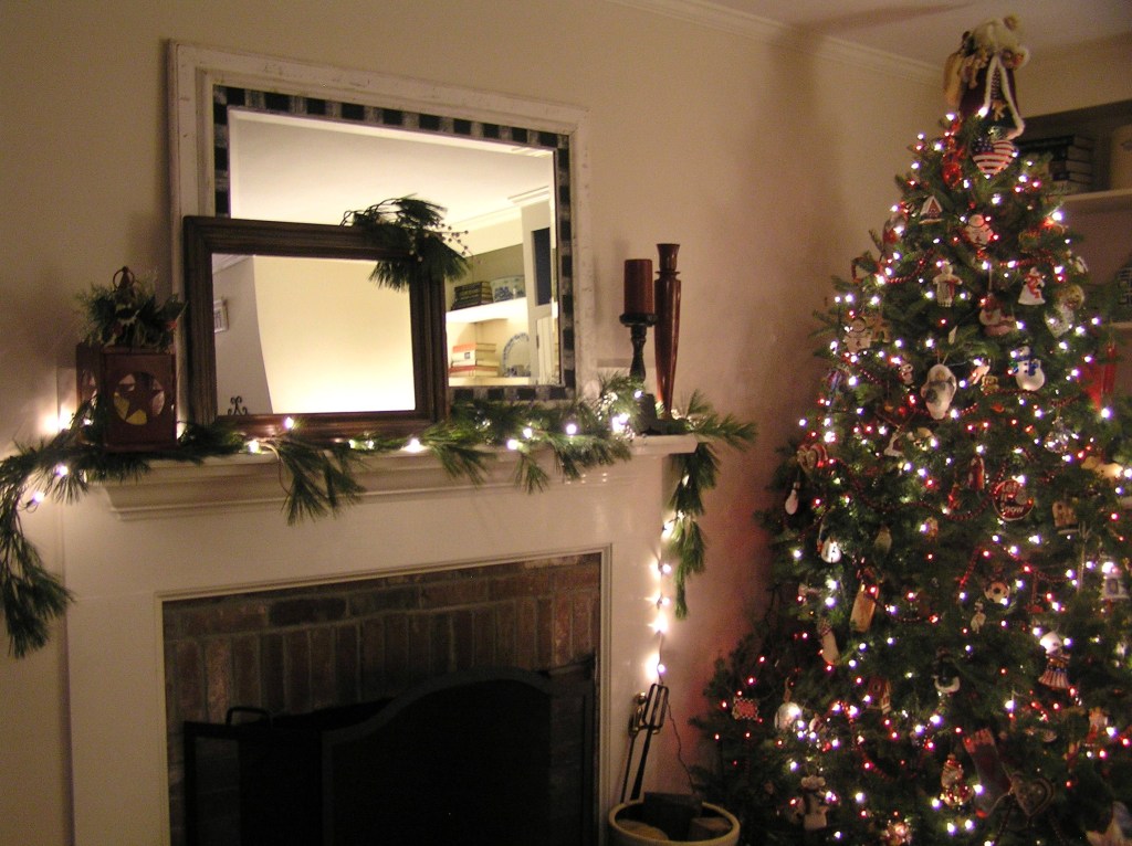 Decorated Fireplace and Tree