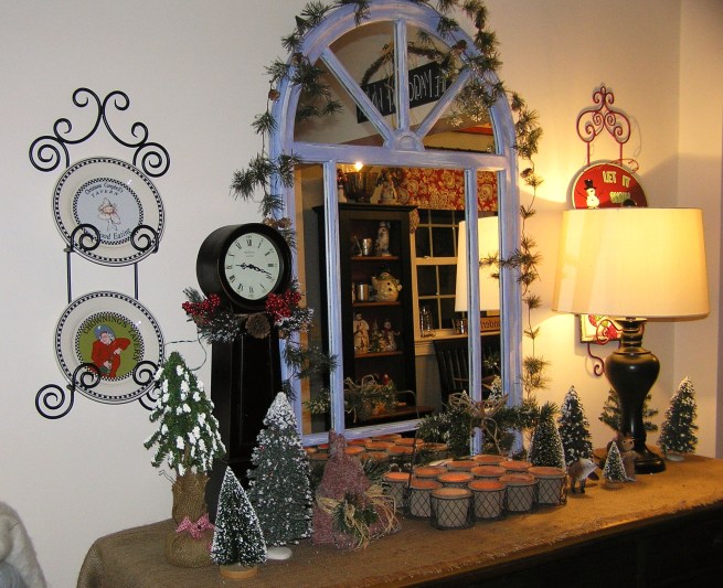 Arched Mirror Steel Blue Decorated