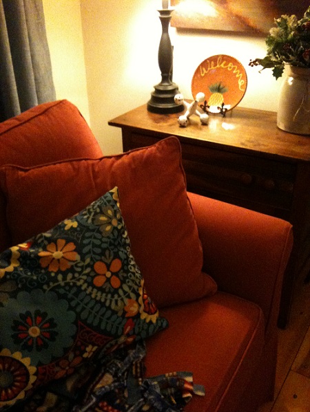 Glidden Brick Red Sofa