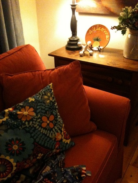 Glidden Brick Red Sofa