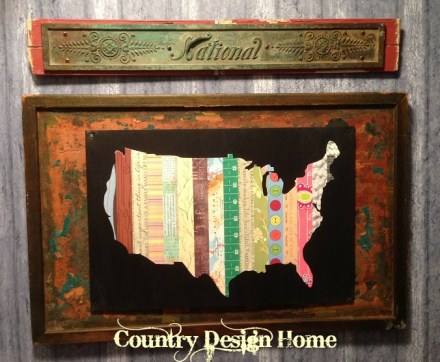 Map and Sign on Wall Signed