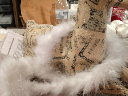 Decoupage Deer with feather boa trim