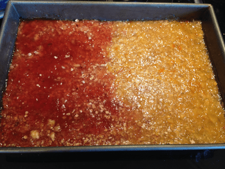 Oatmeal Jam Squares Jam in Pan Smoothed