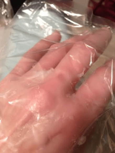 Plastic bag covering wax