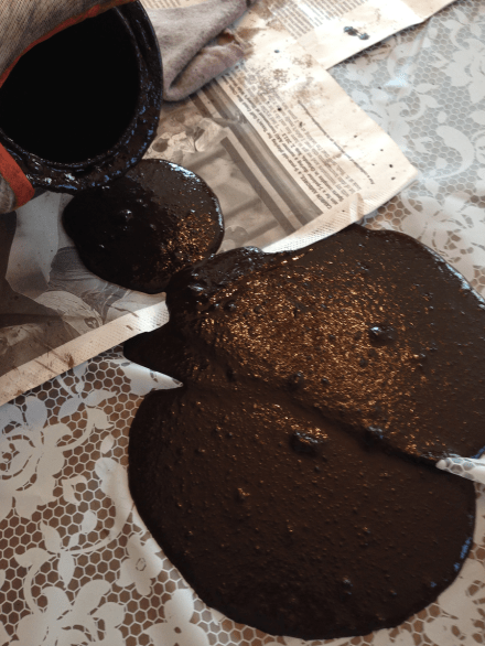 Antique Table Spilled Glaze