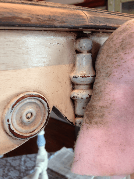 Antique Table Wiping off Glaze