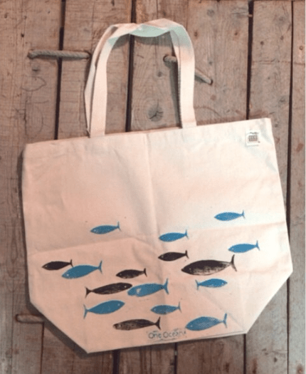 Canvas Fish Tote Bag from OneOceanArts