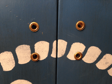Nautical Cabinet Grommets in Place