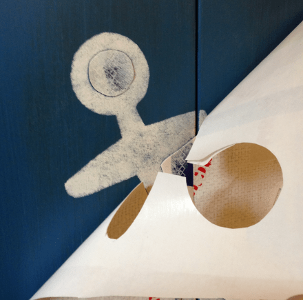 Nautical Cabinet Stencil Removed