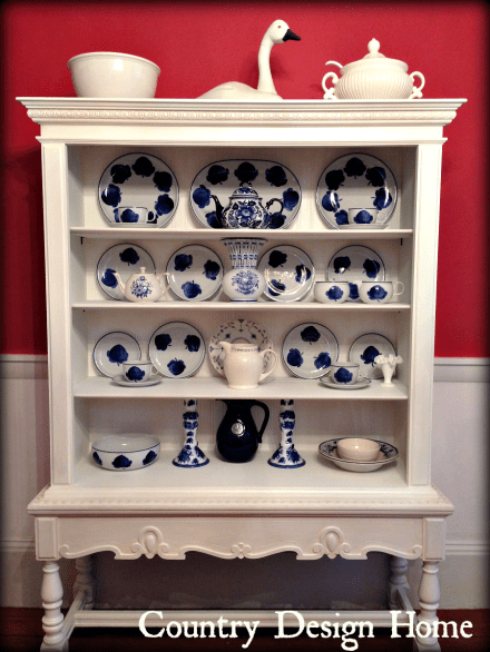 White Country Cupboard Signed