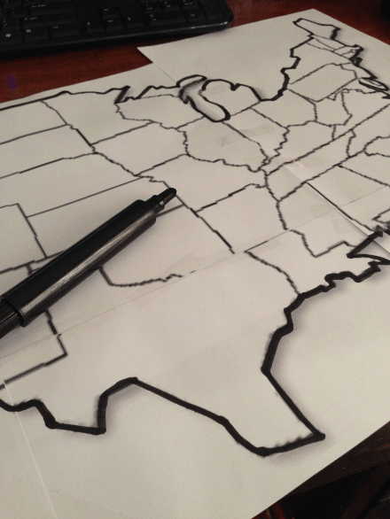 USA Map Printed Outline