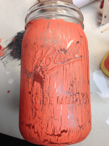 Orange Crackled Mason Jar Dried