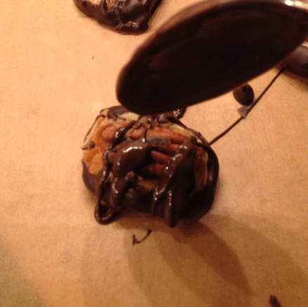 Sea Salt Caramel Bites Drizzling with Chocolate