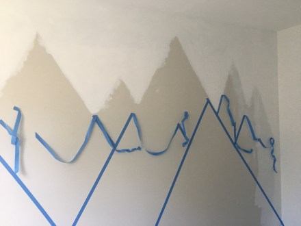 Mountain Mural Pulling Tape Back